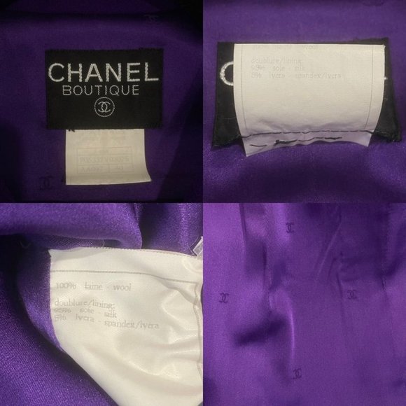 CHANEL Vintage 1995 Fall Winter 95A Wool Purple Gold Button Blazer - Picture 12 of 12